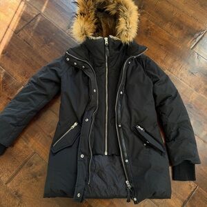 Mackage Double Layer Puffer Down Jacket with Fur Hood and Removable Shell